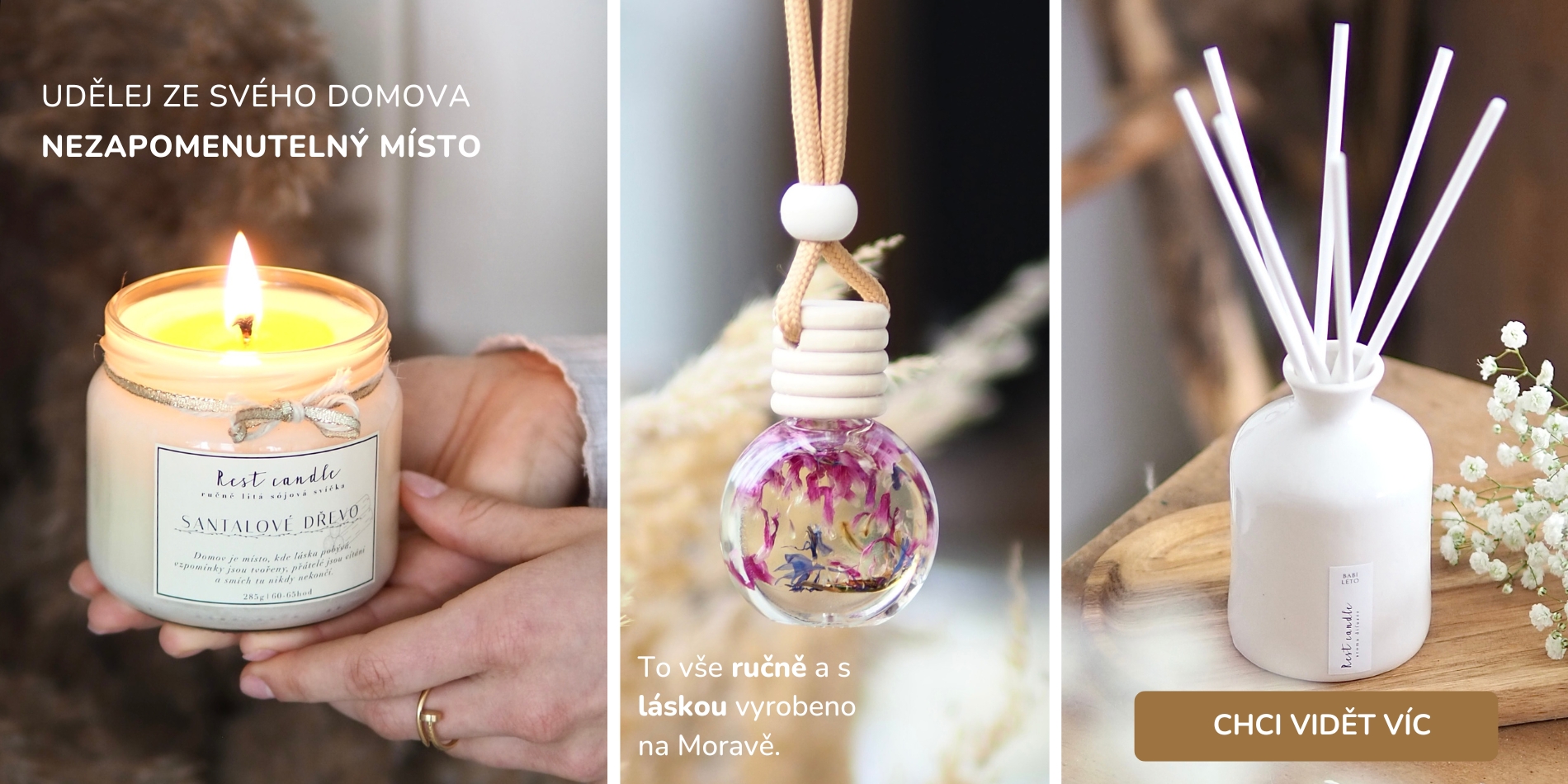 uvitací banner- sojove svicky, vonne vosky, aroma dfiuzery