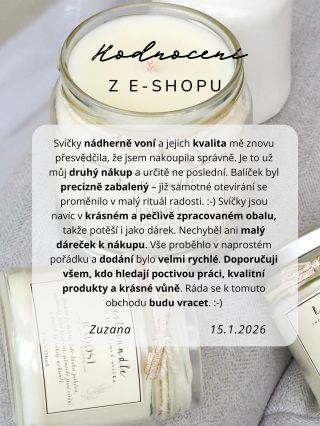 Na e-shopu se zase objevilo jedno z těch hodnocení, která nám utkví v paměti, a proto ho s vámi nadšeně sdílíme. 🙏🏼❤️✨...