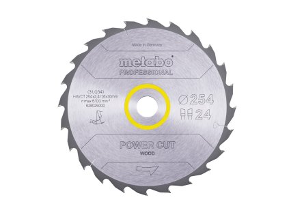 Metabo Pílový kotúč na drevo 254 x 30 x 2,4 mm, 24 zubov ATB, v kartóne