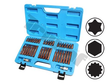 Triumf 40-dielna sada hrotov Torx, Inbus, XZN 10 mm