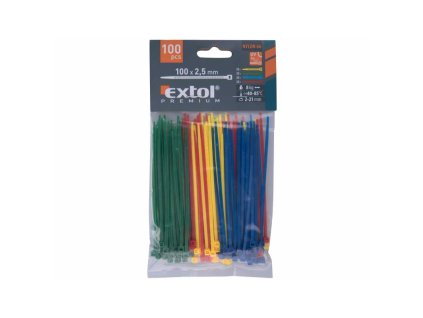 Extol Sťahovacie pásky 2,5 x 100 mm/100 ks, farebné