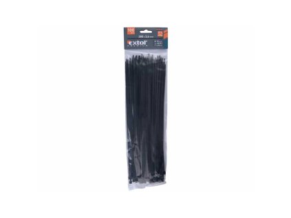 Extol Sťahovacie pásky 3,6 x 280 mm/100 ks, čierne