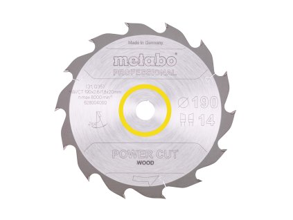 Metabo Pílový kotúč na drevo 190 x 20 x 2,6 mm, 14 zubov ATB, v kartóne