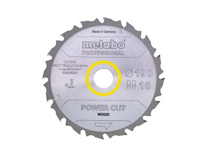 Metabo Pílový kotúč na drevo 190 x 20 x 2,2 mm, 16 zubov TCG, v kartóne