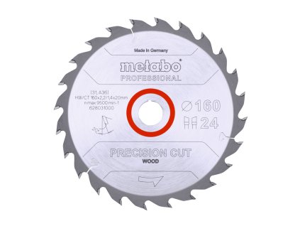Metabo Pílový kotúč na drevo 160 x 20 x 2,2 mm, 24 zubov ATB, v kartóne