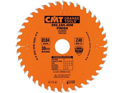 CMT Orange Pílový kotúč pre elektronáradie, finálny rez - D184x2,6 d30 Z40 HW