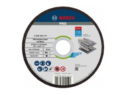Bosch PRO Rezný kotúč na nerez/kov 125 x 1,0 x 22,23 mm