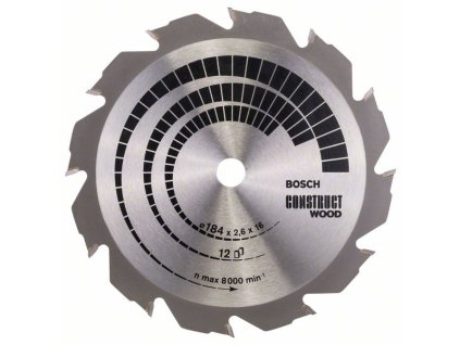 Bosch Pílový kotúč Construct Wood 184 x 16 x 2,6 mm, 12 zubov ATB
