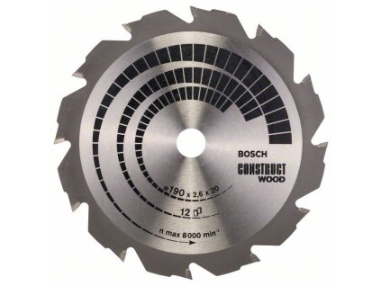 Bosch Pílový kotúč Construct Wood 190 x 20 x 2,6 mm, 12 zubov FWF