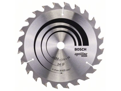 Bosch Pílový kotúč Optiline Wood 184 x 16 x 2,6 mm, 24 zubov ATB