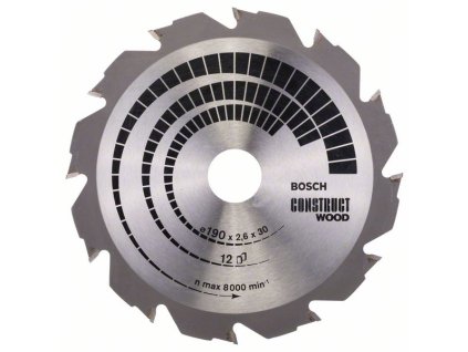 Bosch Pílový kotúč Construct Wood 190 x 30 x 2,6 mm, 12 zubov FWF
