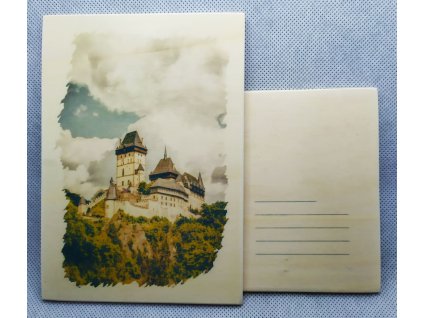 dřevěná pohlednice KARLŠTEJN
