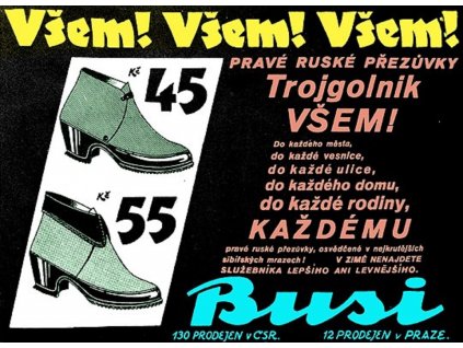 Plechová retro cedule / plakát - Pravé ruské přezůvky Trojgolnik