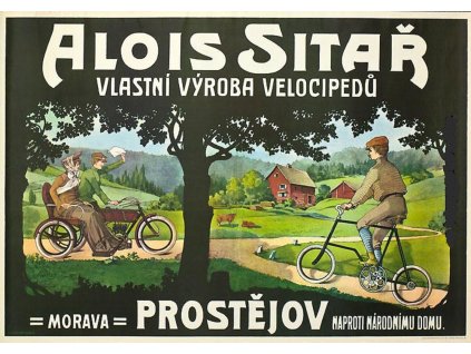 Plechová retro cedule / plakát - Velocipedy Sitař