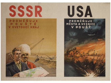 Plechová retro cedule / plakát - SSSR - USA