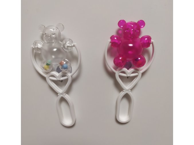 Chrastítko do ruky - medvídek dlouhý transparentní (průhledný)