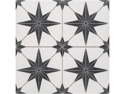 1742990066 cs house of mosaics etoile white black matt patterned distressed effect porcelain indoor outdoor wall floor tile pack of 7 l 450mm w 450mm5060430118374 02c bq