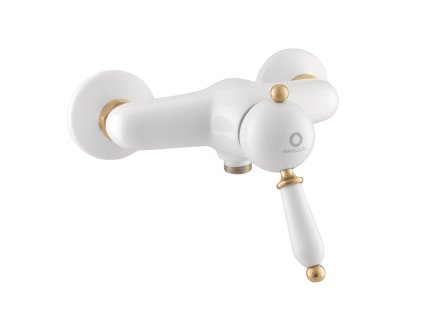 Slezák Rav Labe bílá zlato retro baterie sprchová nástěnná 150mm L581 5BZ