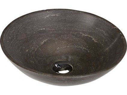 BLOK 1 kamenné umývadlo na dosku Ø 40 cm, matný tmavý kameň 2401-02