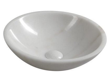 BLOK kamenné retro umyvadlo na desku Ø 40 cm, leštěný bílý mramor 2401-34
