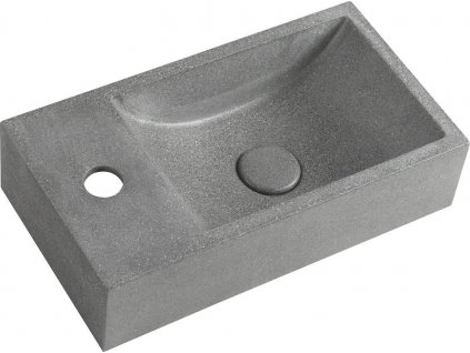 CREST L betónové umývadlo vrátane výpuste, 40x22 cm, čierny granit AR403