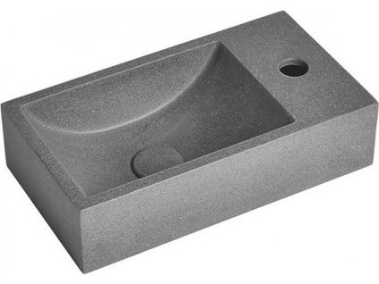 CREST R betónové umývadlo, nástenné, vrátane výlevky, 40x22 cm, čierna žula AR409