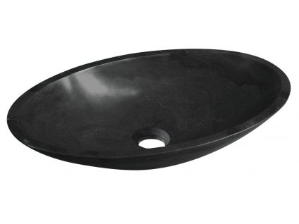 BLOK kamenné retro umyvadlo na desku, 60x35 cm, matný černý Marquin 2401-40