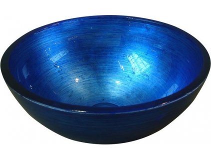 MURANO BLU skleněné retro umyvadlo na desku, průměr 40cm, modrá AL5318-65