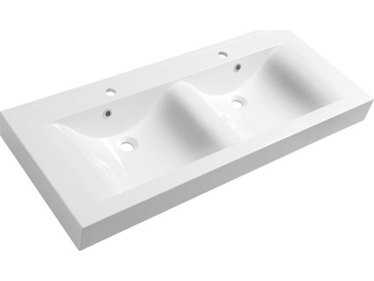 FLAVIA retro dvojumyvadlo, litý mramor, 120x50cm, bílá 68121