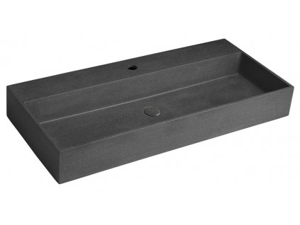 QUADRADO betónové umývadlo vrátane výpuste, 96x44 cm, čierny granit AR466