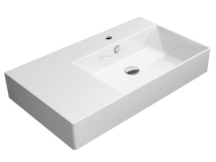 KUBE X keramické retro umyvadlo 80x47cm, s odkládací plochou vlevo, bílá ExtraGlaze 9457111