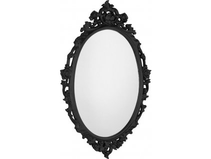 DESNA oválné retro zrcadlo ve vyřezávaném rámu, 80x100cm, černá IN357
