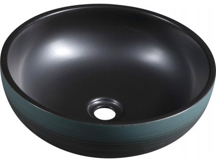PRIORI keramické umývadlo na dosku, Ø 41cm, čierna/zelená PI039