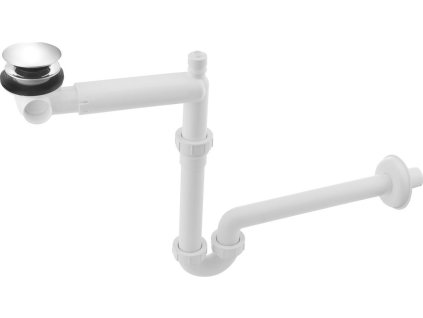 URBINO umývadlový sifón šetriaci miesto s Click Clack výpustou, zátka chróm, 5/4", odpad 32 mm, biela 151.133.0