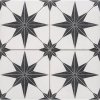 1742990066 cs house of mosaics etoile white black matt patterned distressed effect porcelain indoor outdoor wall floor tile pack of 7 l 450mm w 450mm5060430118374 02c bq