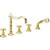 ANTEA five-element bath rim mixer with retro spout, gold 3885