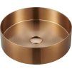 AURUM nerezové retro umyvadlo na desku, průměr 38 cm, včetně výpusti, měď mat AU301