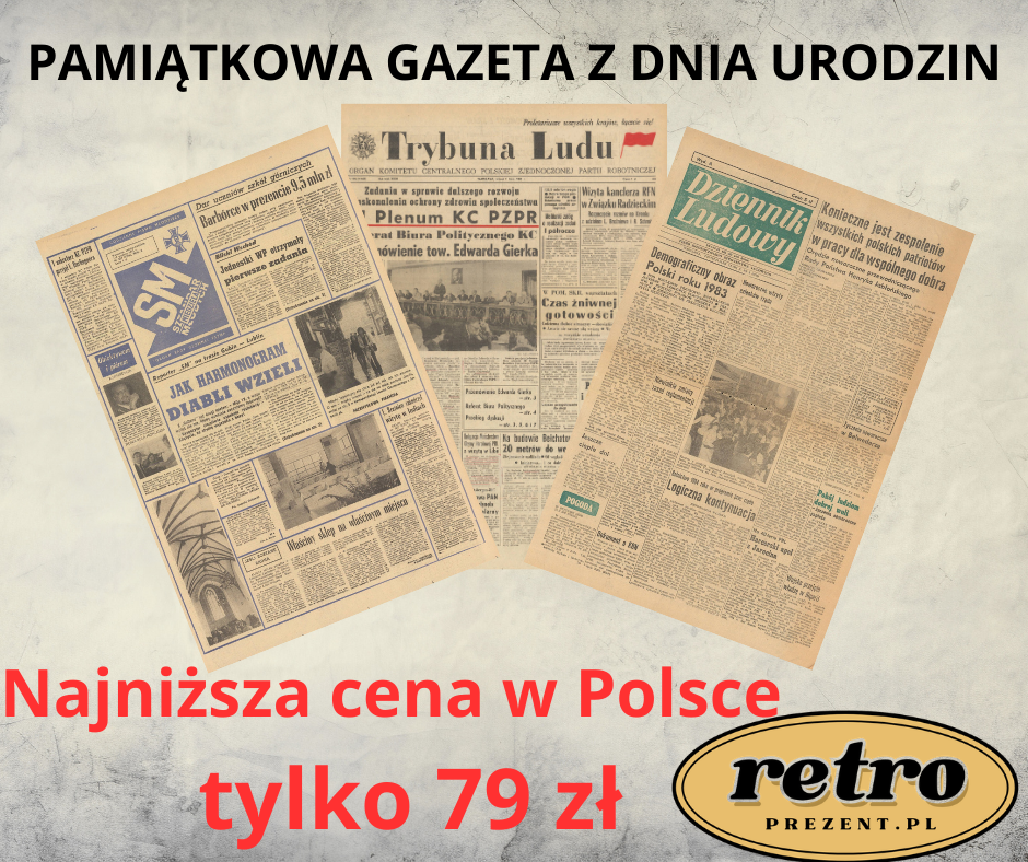 PAMIĄTKOWA GAZETA Z DNIA URODZIN