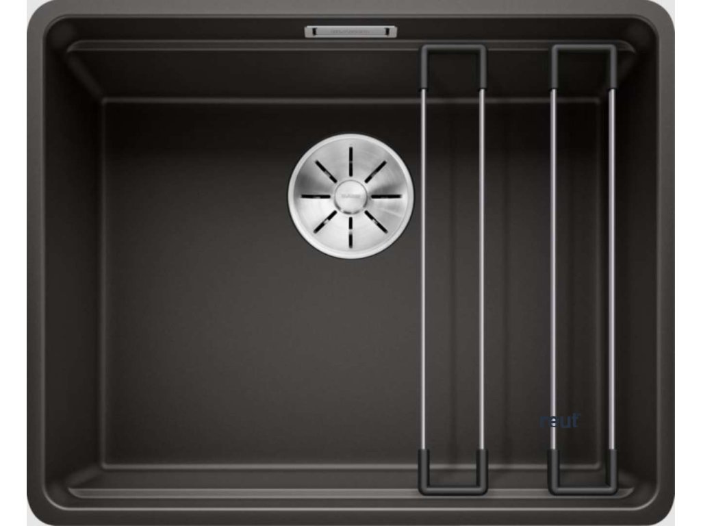 Blanco Etagon 500 Silgranitový drez, 53x43 cm, s pojazdmi, čierna 526349