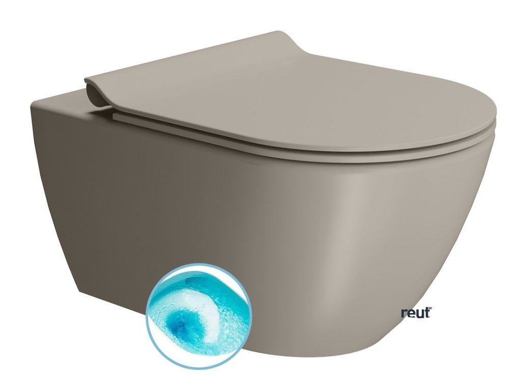 GSI PURA COLOR PURA závesná WC misa, Swirlflush, 36x55cm, tortora dual-mat 881505