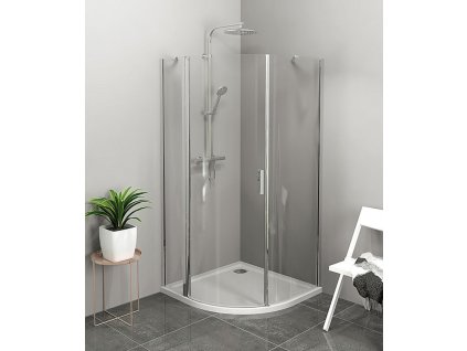 Polysan ZOOM štvrťkruhová sprchová zástena 900x900mm, číre sklo, ľavá ZL2615L