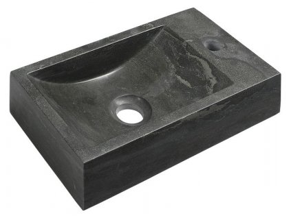Sapho BLOK kamenné umývadlo 40x10x22 cm, otvor vpravo, čierny Antracit 2401-28