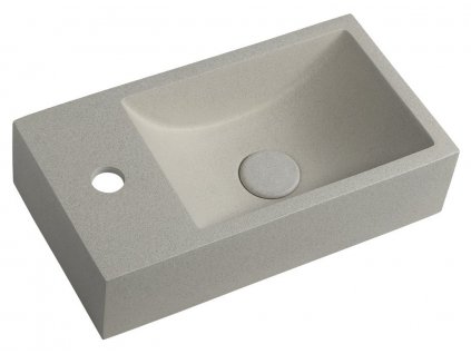 Sapho SMALL CREST L betónové umývadlo vrátane výpuste, 40x22 cm, biely pieskovec AR410