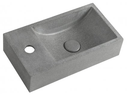 Sapho SMALL CREST L betónové umývadlo vrátane výpuste, 40x22 cm, čierny granit AR403