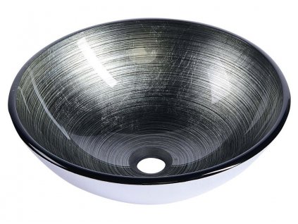 Sapho BEAUTY DAMAR sklenené umývadlo na dosku Ø 42 cm, tmavo sivá/strieborná 2501-20