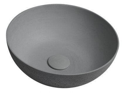 Sapho FORMIGO betónové umývadlo na dosku vrátane výpuste, Ø 39 cm, sivá FG039