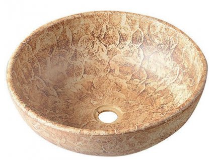 Sapho PRIORI keramické umývadlo na dosku Ø 41 cm, hnedá se vzorom PI010