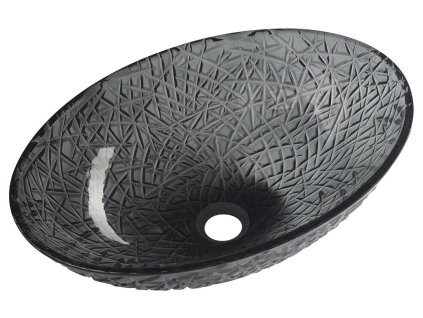 Sapho BEAUTY PURUS sklenené gravírované umývadlo 50x36 cm, čierna TY305SG
