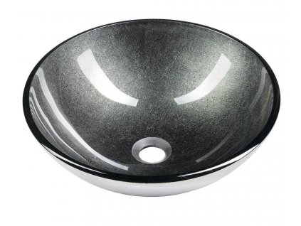 Sapho BEAUTY SKIN sklenené umývadlo na dosku Ø 42 cm, sivá metalíza 2501-16