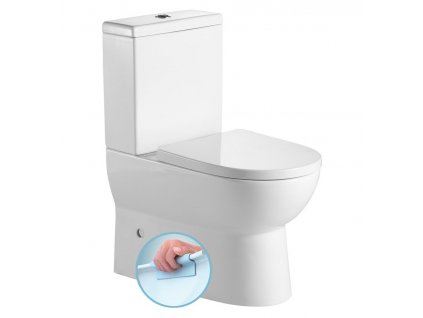 Aqualine JALTA WC kombi, Rimless, spodný/zadný odpad, biela PB103RW